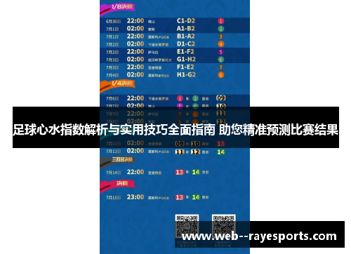 足球心水指数解析与实用技巧全面指南 助您精准预测比赛结果